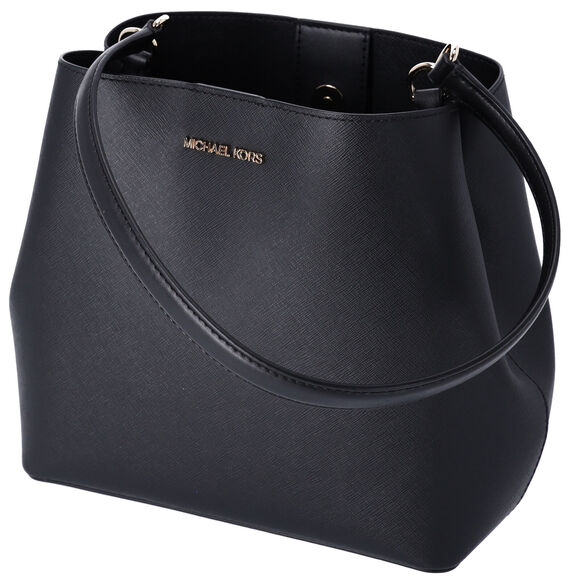 Michael Kors Pratt Medium Bucket Bag Shoulder Tote Black - Picture 2 of 5